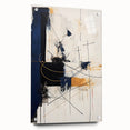 Abstract minimalist wall art featuring a geometric design in soft pastel colors, showcased from a side view with pins for hanging, perfect for modern decor.