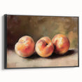 Black and white vintage poster art of fruits on framed canvas, ideal for bedroom wall decor.