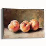 Framed canvas of vintage poster art depicting colorful fruits, ideal for kitchen wall decor.