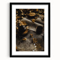 Extra large abstract art print with textured, colorful foliage design on a black framed canvas, ideal for living room decor.