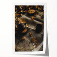 Extra large rolled print of a fall-themed floral design in warm orange and brown tones, suitable for dining room wall art.