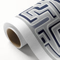 Modern Abstract Wall Art – Navy and White Labyrinth Lines