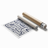 Modern Abstract Wall Art – Navy and White Labyrinth Lines