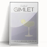 Mid-century modernist art of food and drinks in vibrant colors on a white acrylic framed poster.