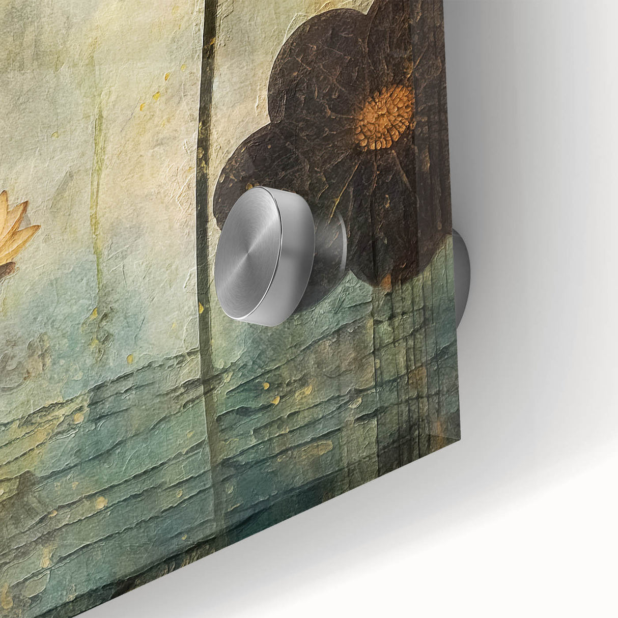Golden Lotus Living Room Wall Art - Modern Canvas & Framed Print