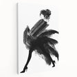 Abstract figurative stretched canvas artwork showcasing vibrant colors and dynamic shapes, viewed from the side. Ideal for modern home decor and artistic expression.