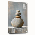 Abstract minimalist wall art displayed in a side view, showcasing vibrant colors and geometric shapes, mounted with pins for an elegant presentation. This acrylic glass piece adds a modern touch to any decor, perfect for art enthusiasts.