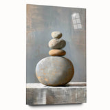 Abstract minimalist wall art design displayed in a side view on acrylic glass, featuring soft pastel colors and geometric shapes, perfect for modern home decor.