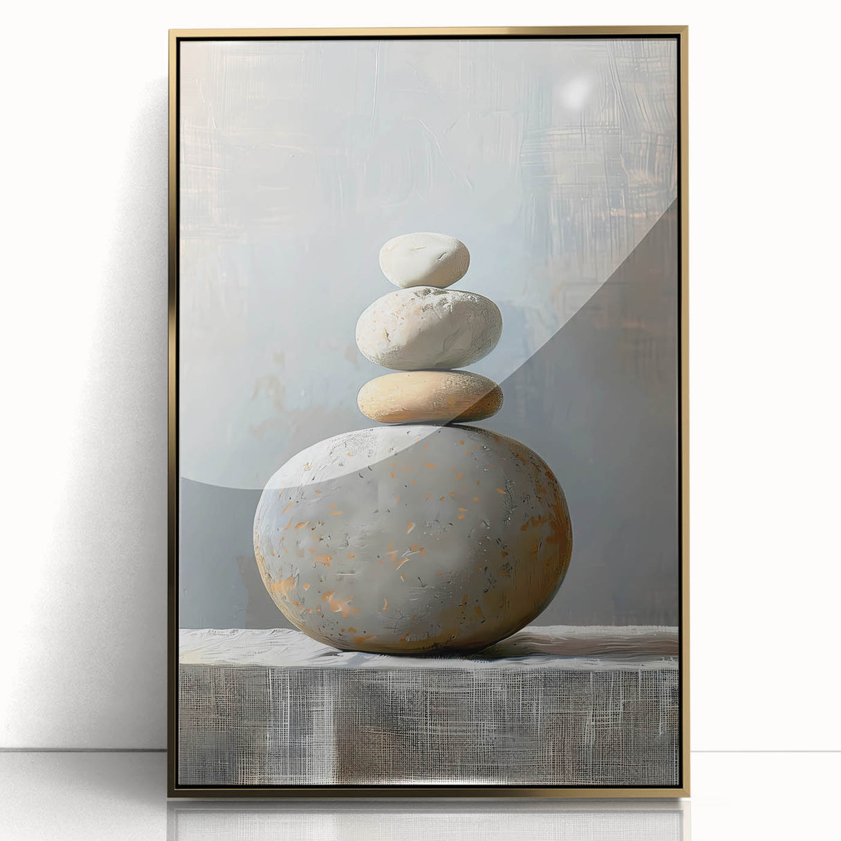 Framed acrylic wall art showcasing an abstract minimalist design in gold tones, perfect for modern home decor. Ideal for enhancing contemporary interiors.