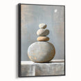 Framed minimalist abstract wall art featuring black and white geometric patterns, displayed from the side. Ideal for modern home decor to enhance aesthetics.