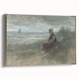 Girl in the Dunes by Jozef Israëls: Serene Coastal Impressionist Art