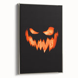 Framed canvas depicting a fall landscape with trees in vibrant orange and red tones, ideal for living room decor.