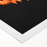 Art deco poster featuring an autumnal scene with warm orange and brown tones on rolled canvas.