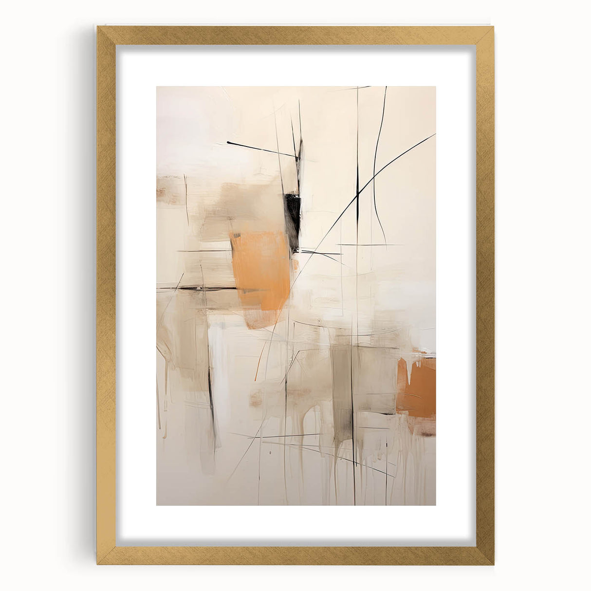 Contemporary Abstract Dining Room Art – Beige & Orange Wall Décor