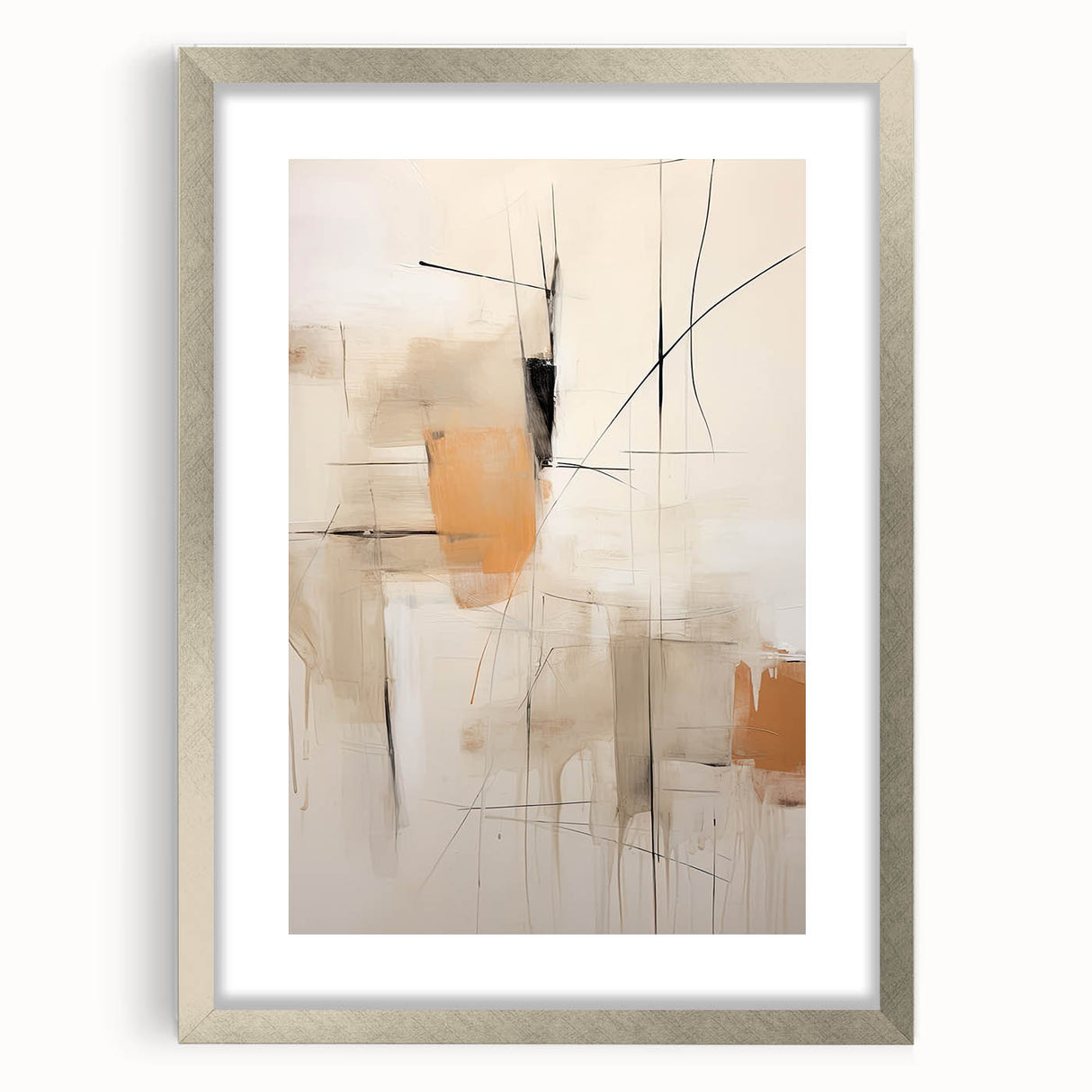 Contemporary Abstract Dining Room Art – Beige & Orange Wall Décor