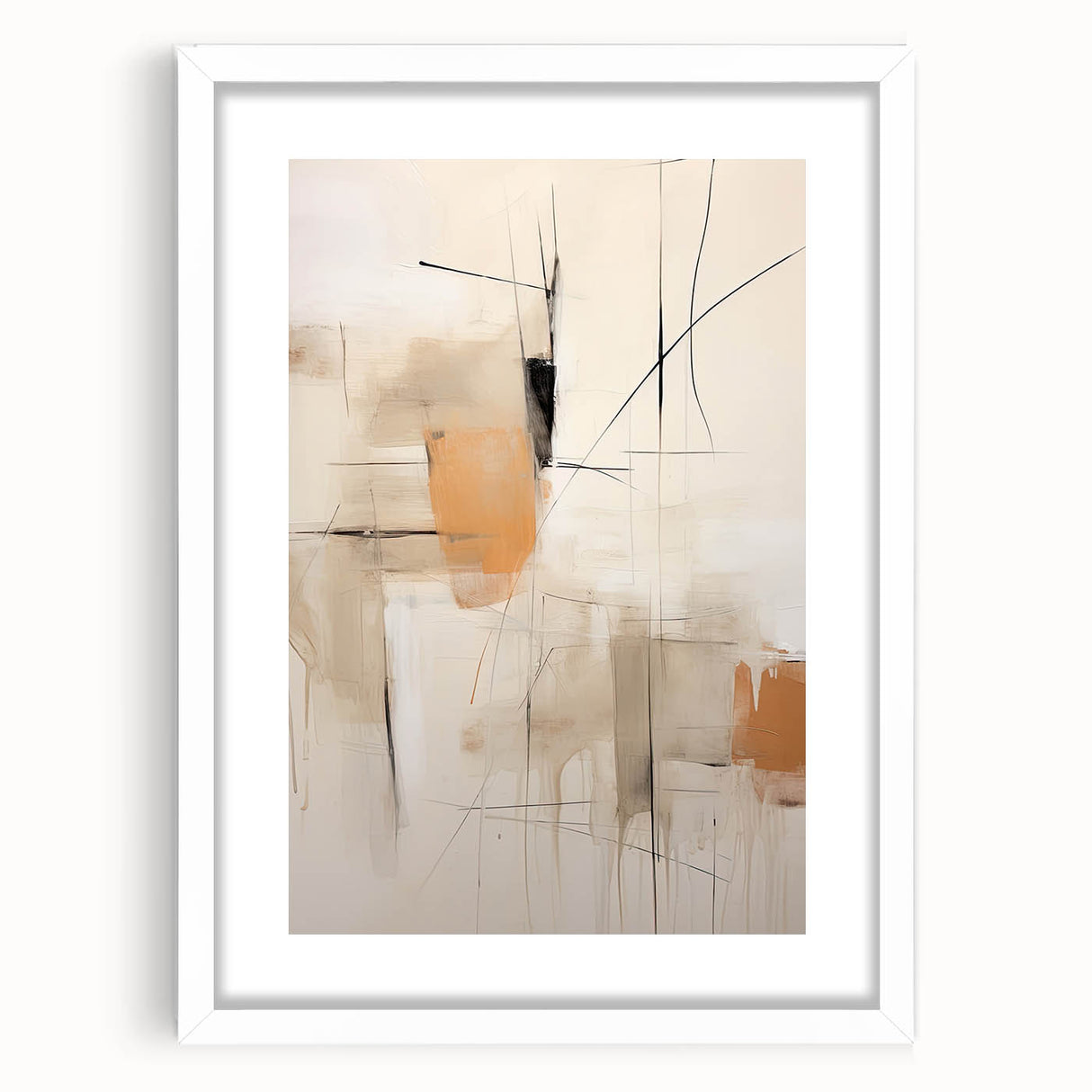 Contemporary Abstract Dining Room Art – Beige & Orange Wall Décor