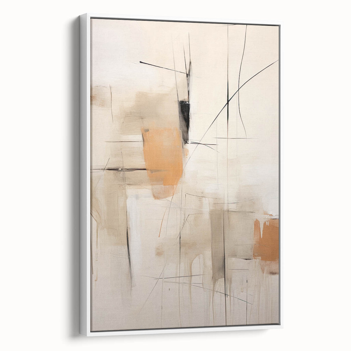 Contemporary Abstract Dining Room Art – Beige & Orange Wall Décor