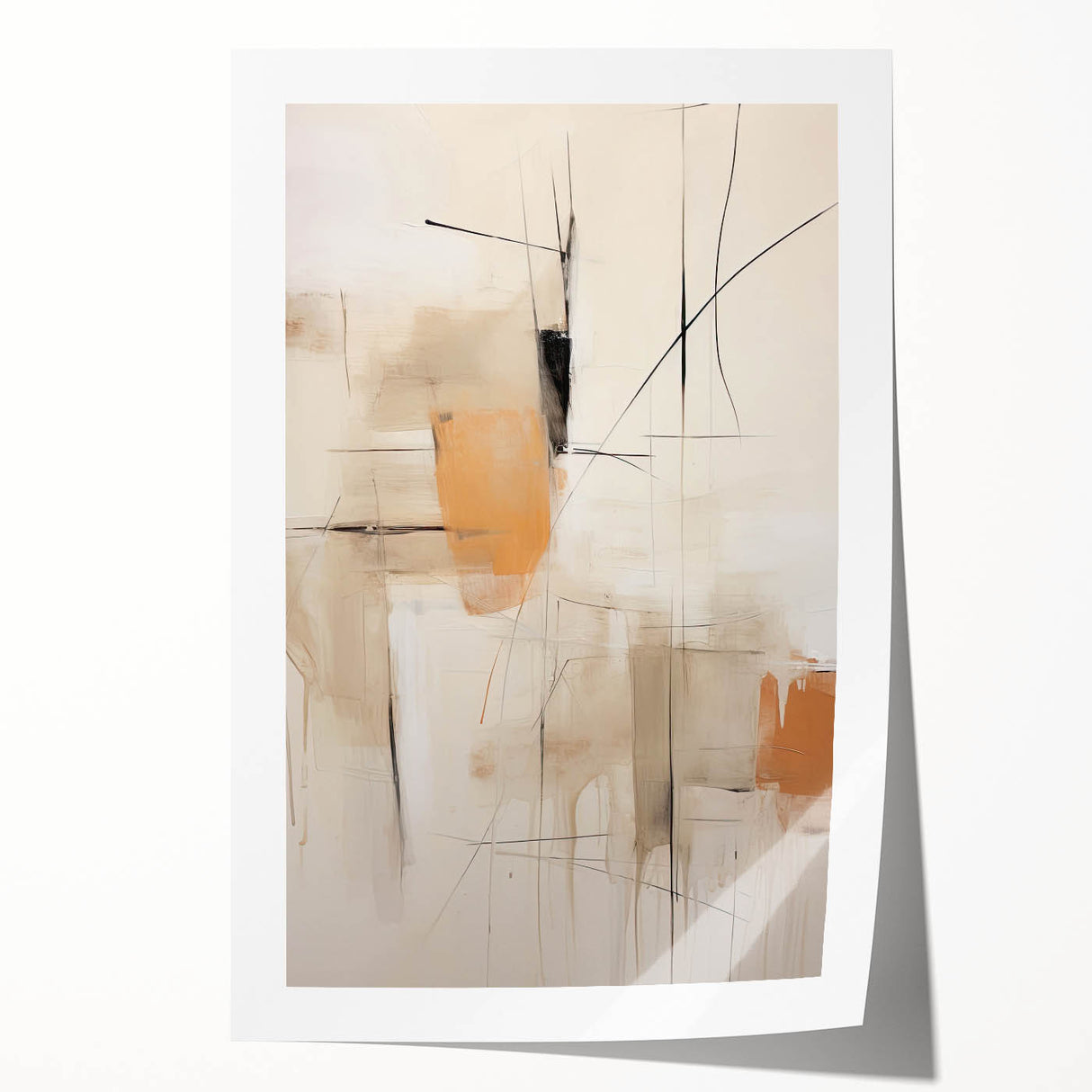 Contemporary Abstract Dining Room Art – Beige & Orange Wall Décor