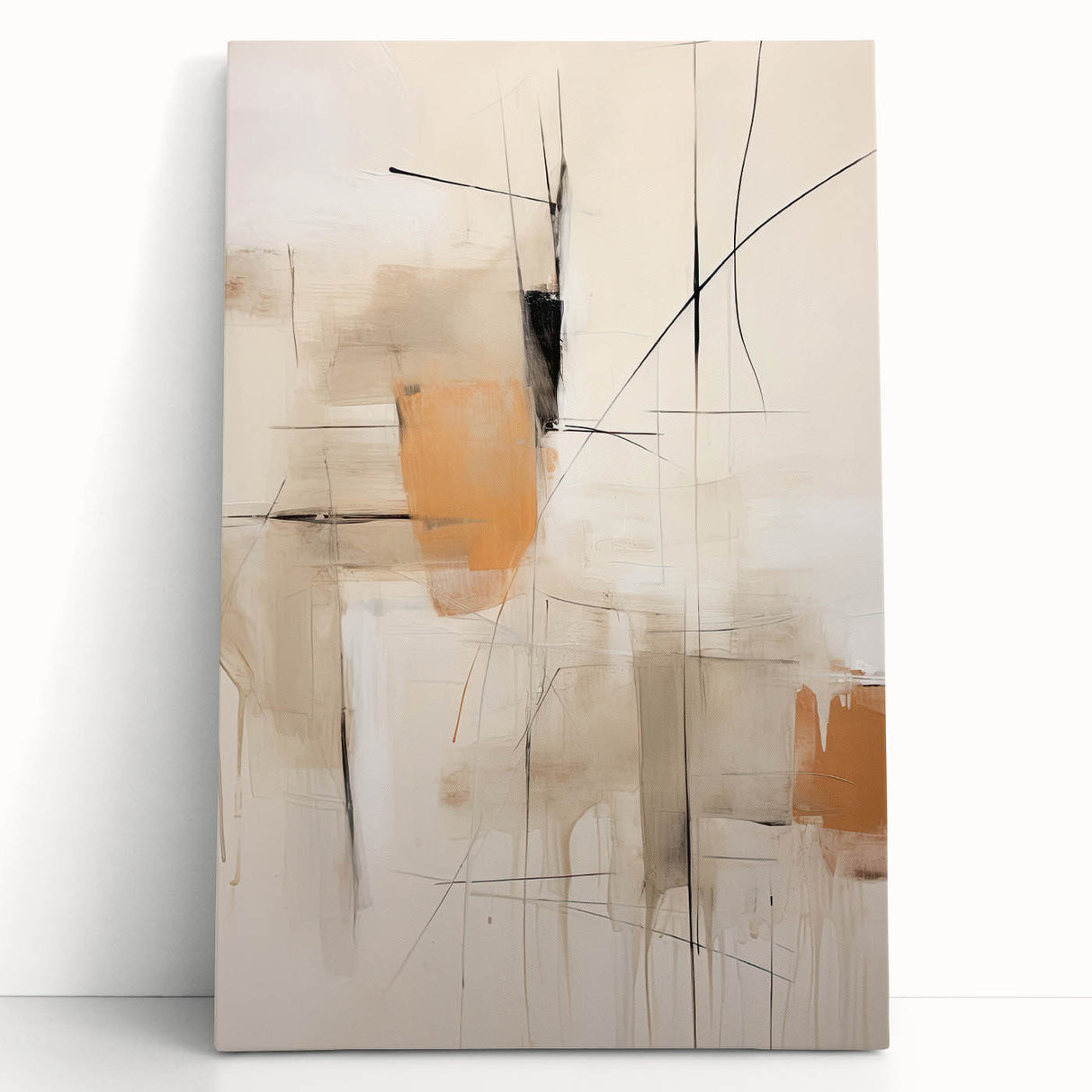 Contemporary Abstract Dining Room Art – Beige & Orange Wall Décor