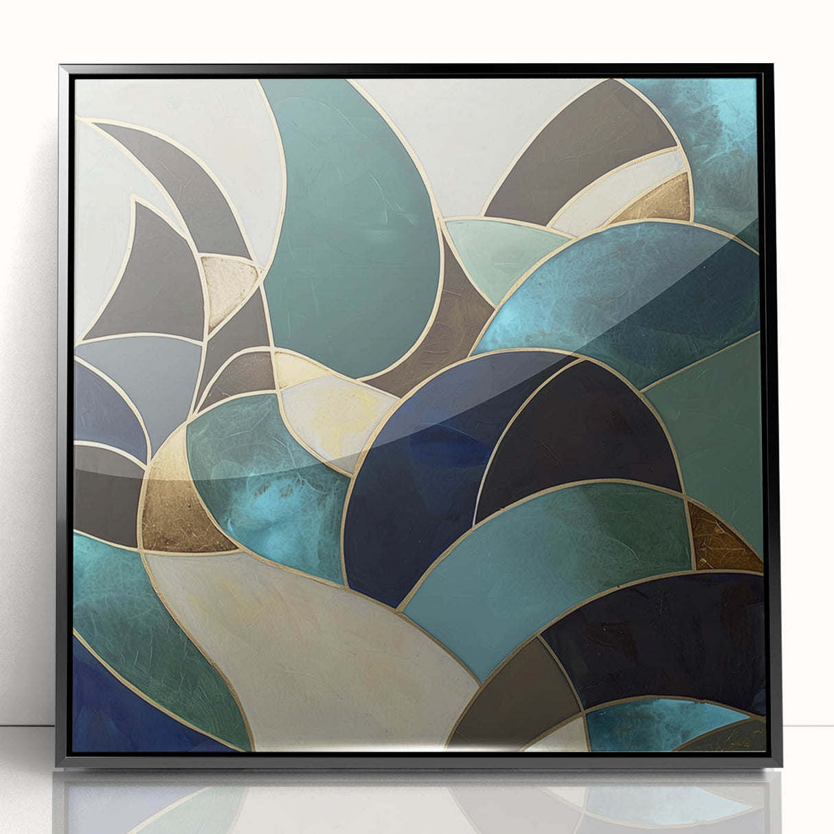 Elegant Teal Abstract Living Room Wall Art - Modern Canvas Print
