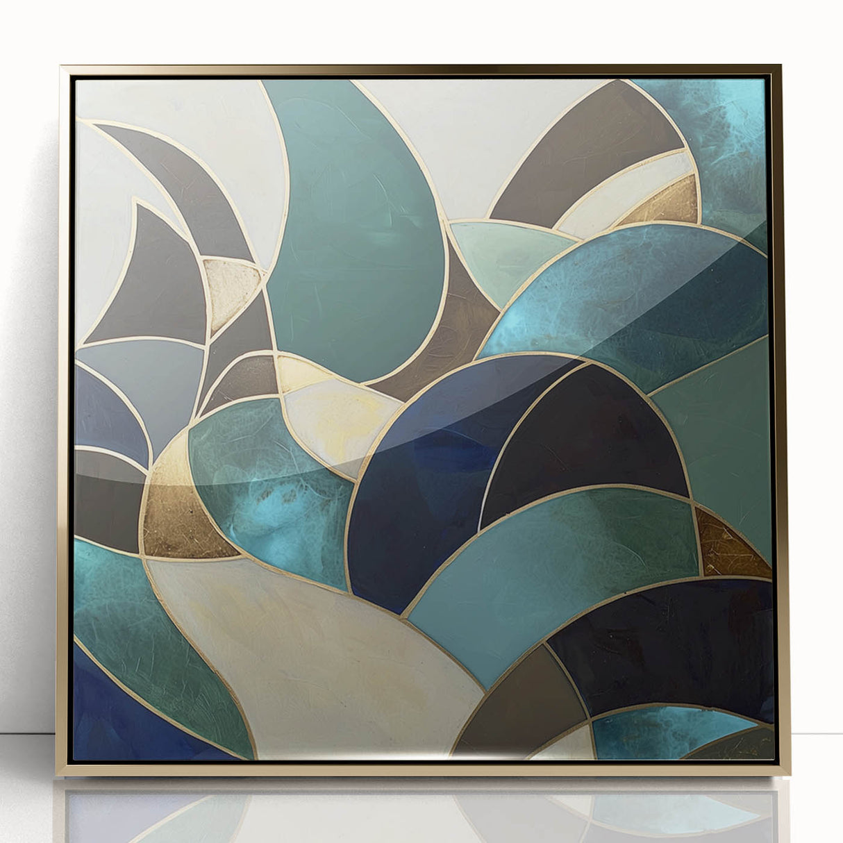 Elegant Teal Abstract Living Room Wall Art - Modern Canvas Print