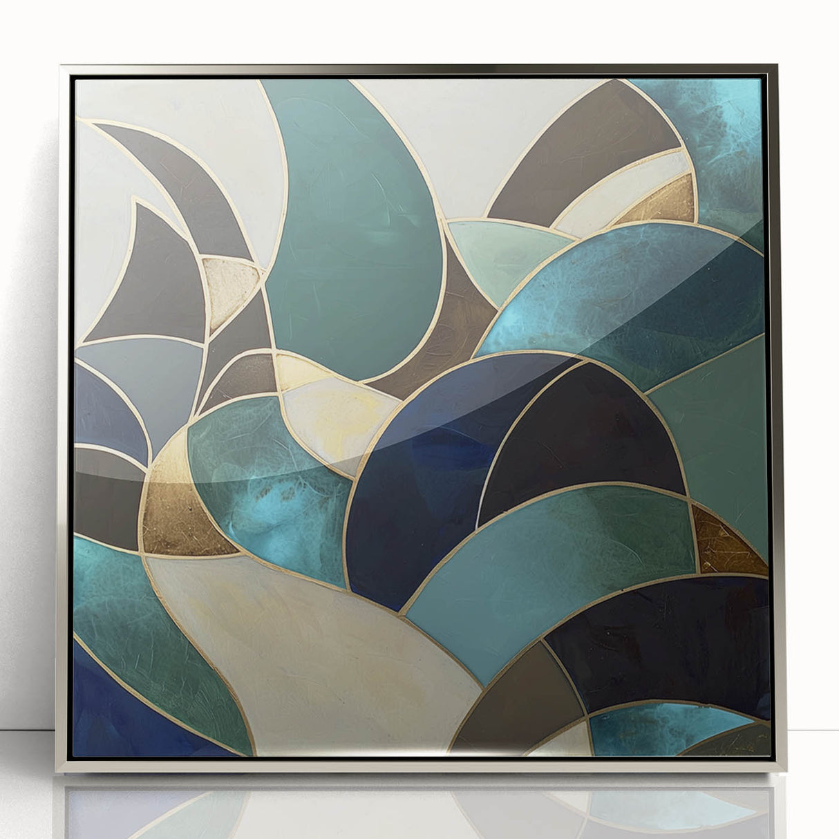 Elegant Teal Abstract Living Room Wall Art - Modern Canvas Print
