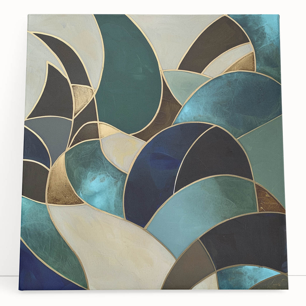 Elegant Teal Abstract Living Room Wall Art - Modern Canvas Print