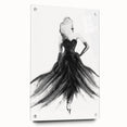 Abstract figurative acrylic artwork on glass showcasing vibrant colors and dynamic shapes, viewed from the side with visible mounting pins, ideal for modern decor.