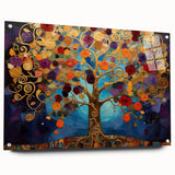 Abstract floral wall art displayed in a side view, featuring vibrant colors and intricate designs. The piece is encased in acrylic glass, highlighting its modern aesthetics. Ideal for enhancing contemporary home decor with a touch of nature-inspired elegance.
