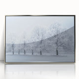 Framed abstract landscape wall art in silver acrylic, showcasing vibrant colors and fluid shapes, ideal for modern home decor and artistic interiors.