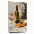 Large abstract wall art featuring assorted fruits in vibrant colors on acrylic glass, ideal for bedroom or dining room decor.