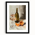 Extra large abstract art print featuring a colorful array of fruits in textured style, framed in black.