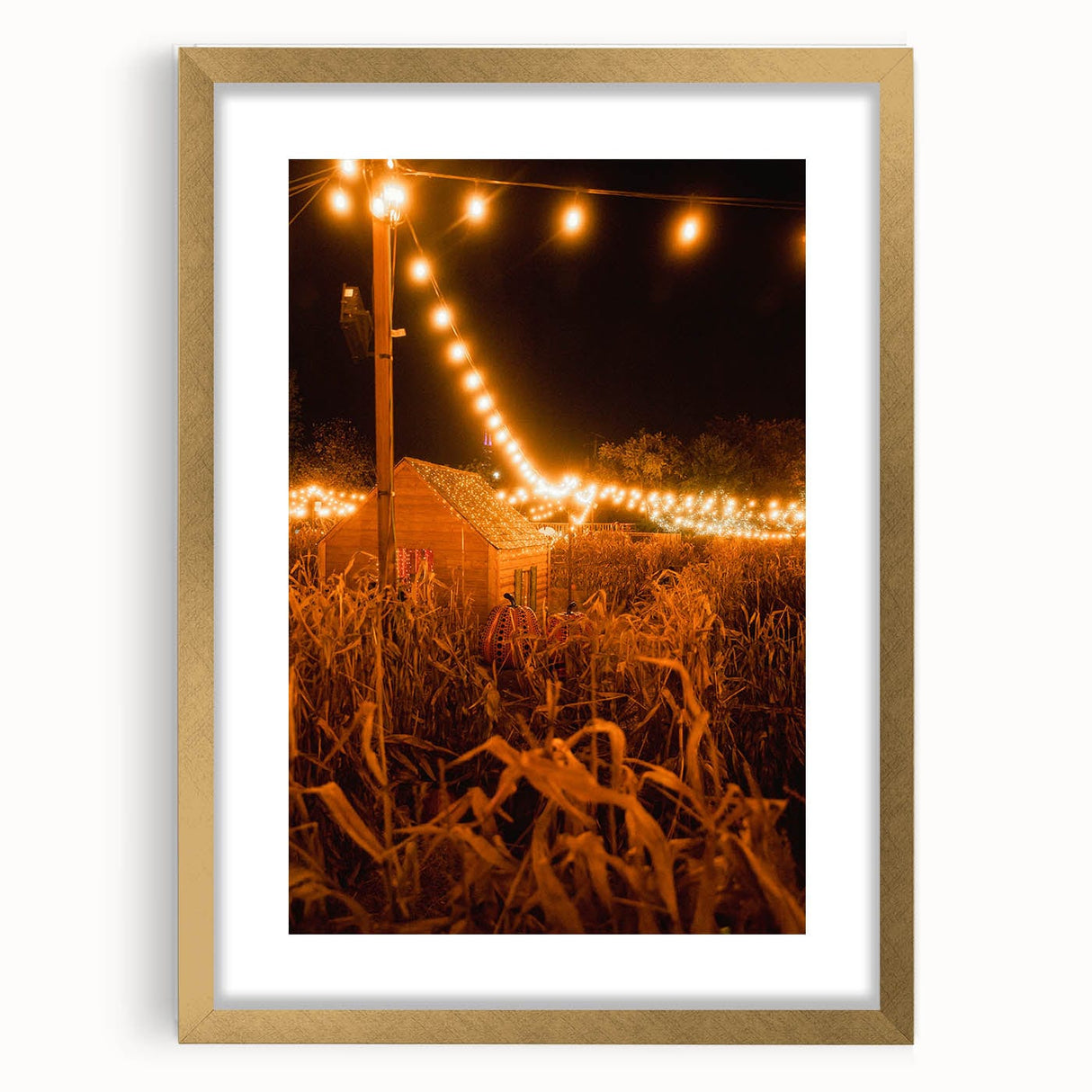 Extra large abstract art print featuring textured autumnal hues in a gold frame, ideal for living room decor.