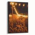 Black and white framed canvas depicting a vintage landscape scene, ideal for bedroom wall art.