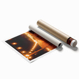 Extra large rolled print featuring a detailed floral art design in warm autumn tones.