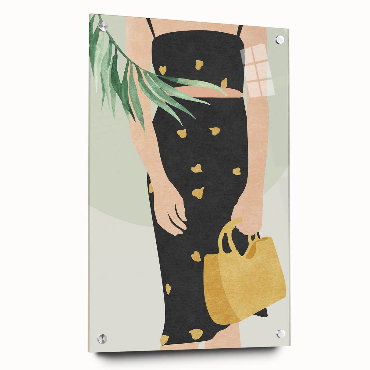 Abstract figurative acrylic artwork displayed in a side view, featuring vibrant colors and intricate pin details, perfect for modern home decor.