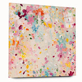 Abstract floral wall art displayed in a sleek acrylic glass frame, showcasing vibrant colors and intricate designs, ideal for modern home decor.