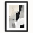 Abstract minimalist wall art featuring soft earthy tones and geometric shapes, elegantly framed with a white mat, perfect for modern home decor.
