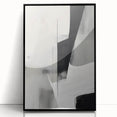 Abstract minimalist wall art framed in black acrylic, showcasing a modern design with soft color gradients and geometric shapes, ideal for contemporary decor.