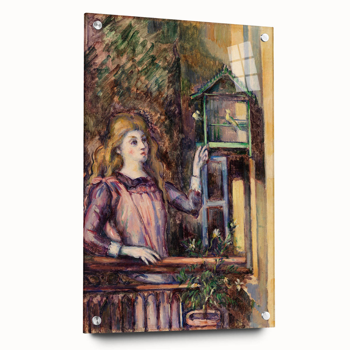 Impressionist Art Print - Girl with Birdcage by Paul Cézanne - Cézanne Wall Art