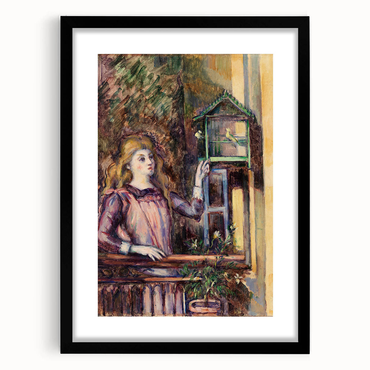 Impressionist Art Print - Girl with Birdcage by Paul Cézanne - Cézanne Wall Art