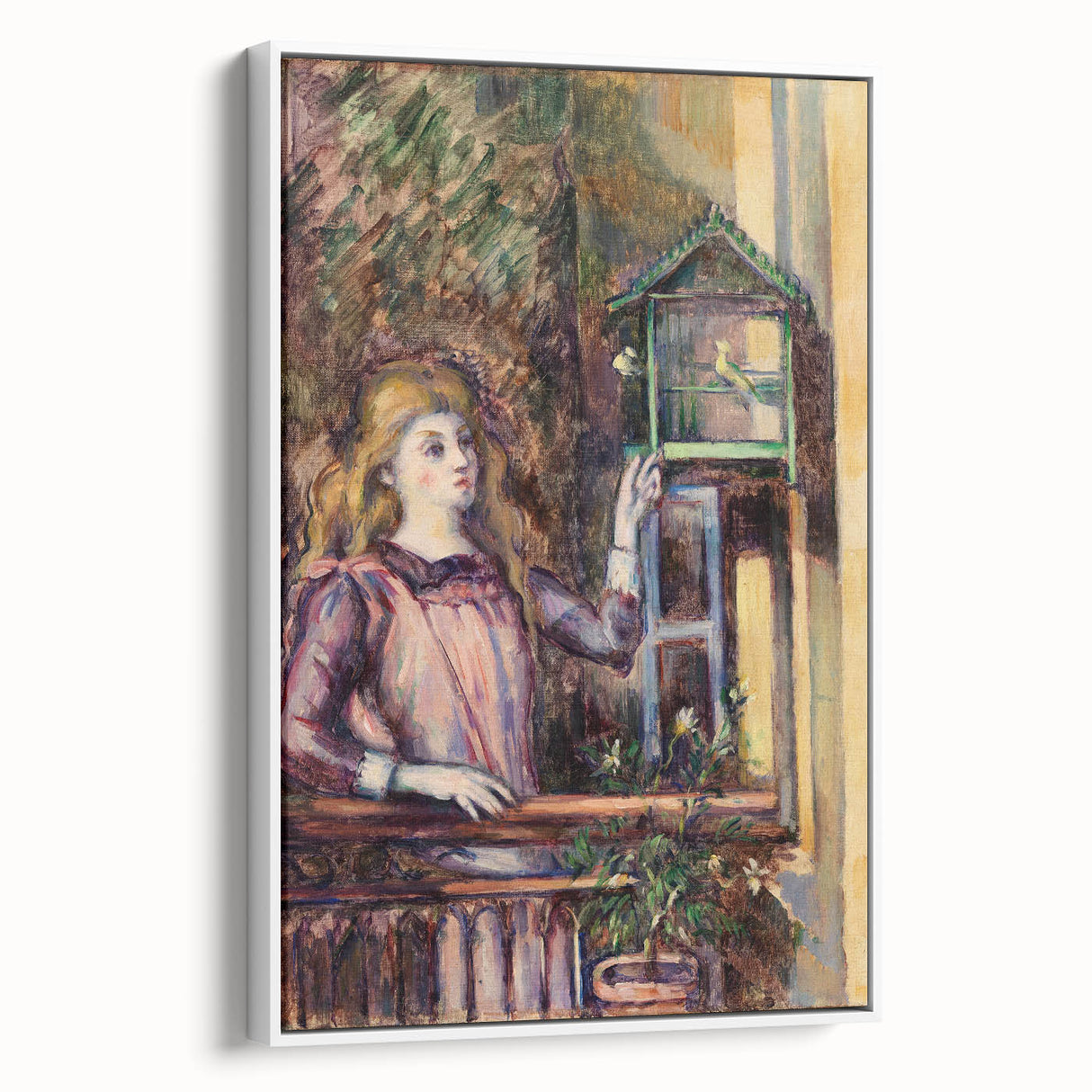 Impressionist Art Print - Girl with Birdcage by Paul Cézanne - Cézanne Wall Art