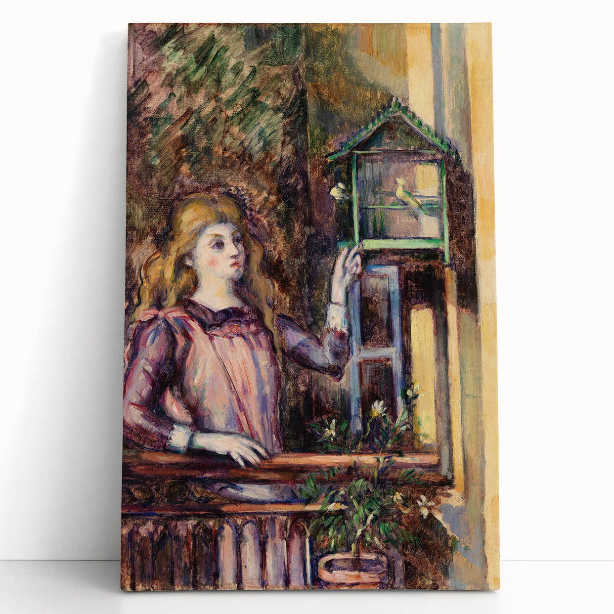 Impressionist Art Print - Girl with Birdcage by Paul Cézanne - Cézanne Wall Art