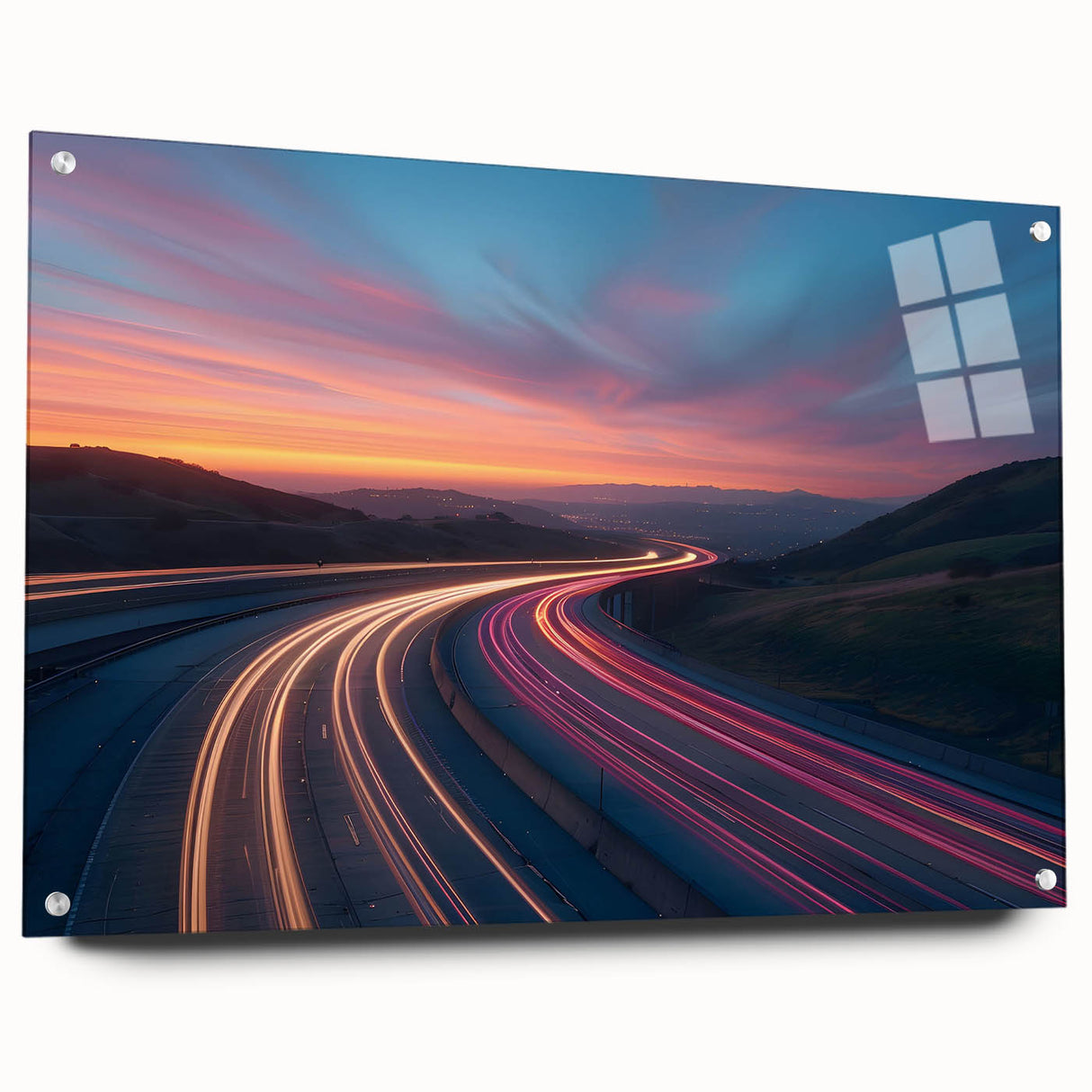 Sunset Highway Motion Wall Art – Colorful Abstract Light Trails