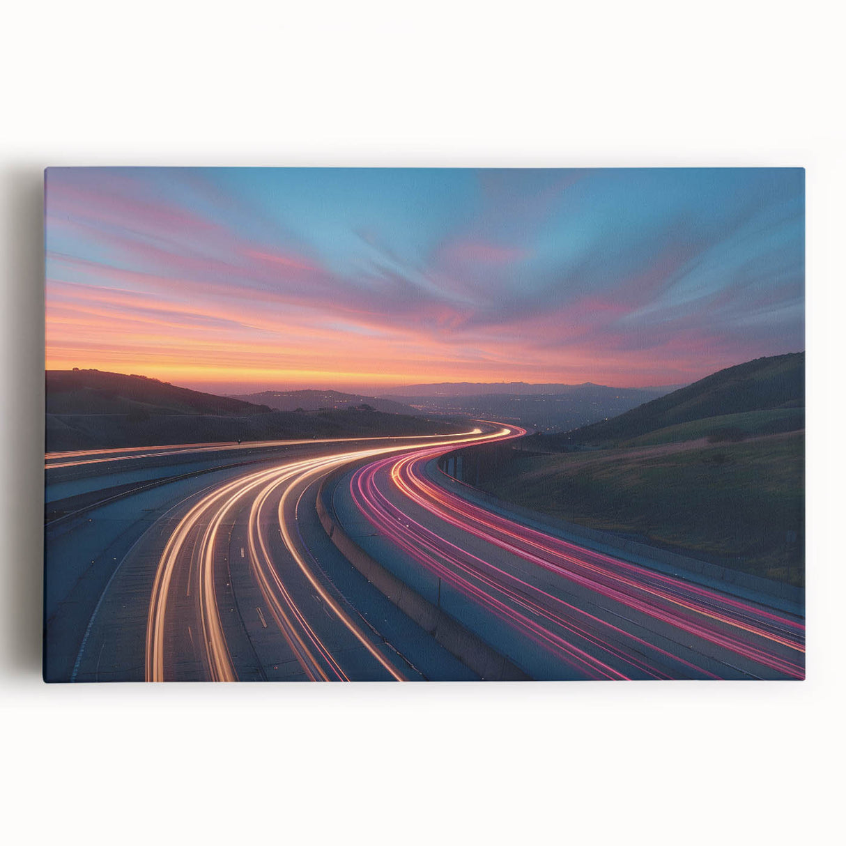 Sunset Highway Motion Wall Art – Colorful Abstract Light Trails