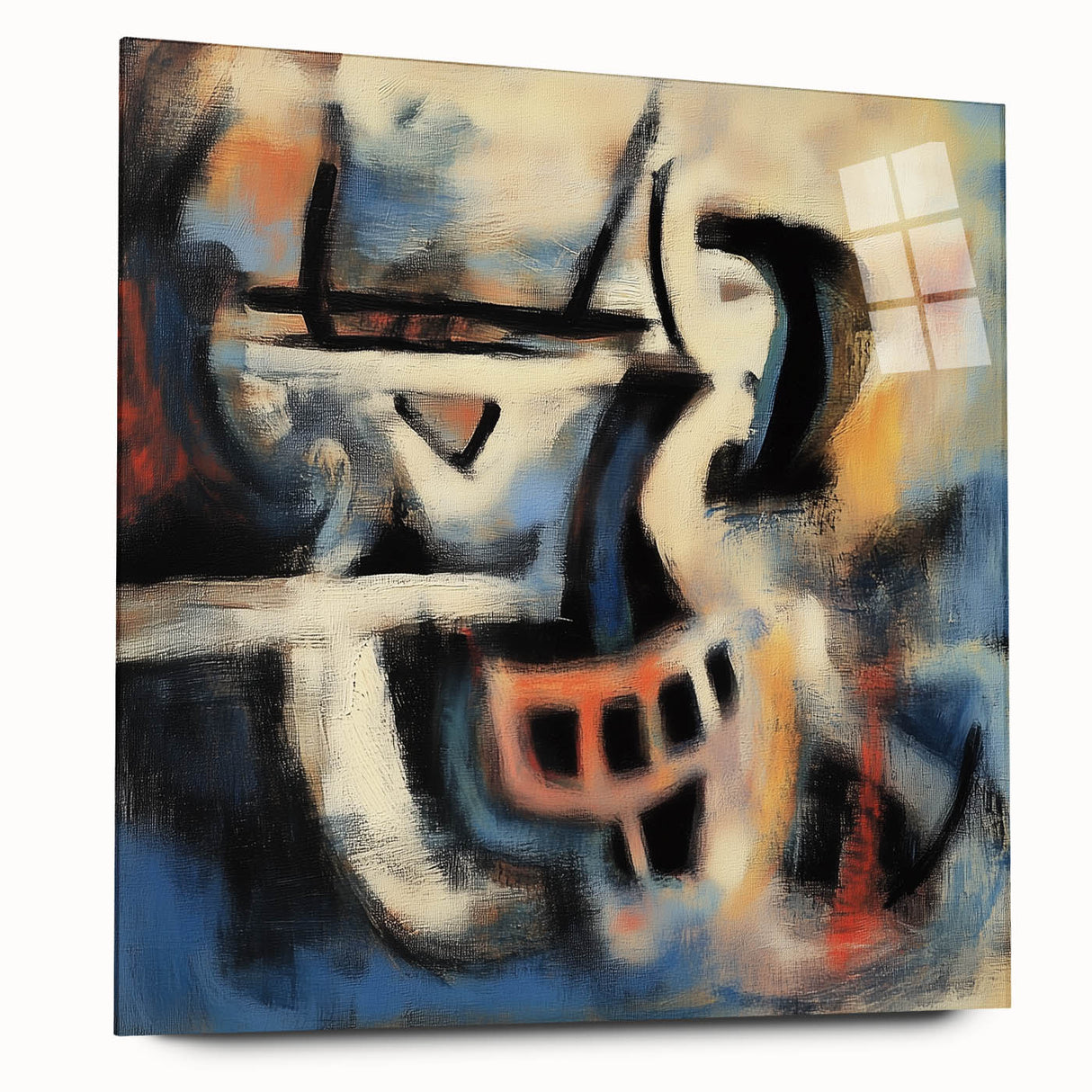Abstract Office Wall Art - Modern Blue & Orange Corporate Decor
