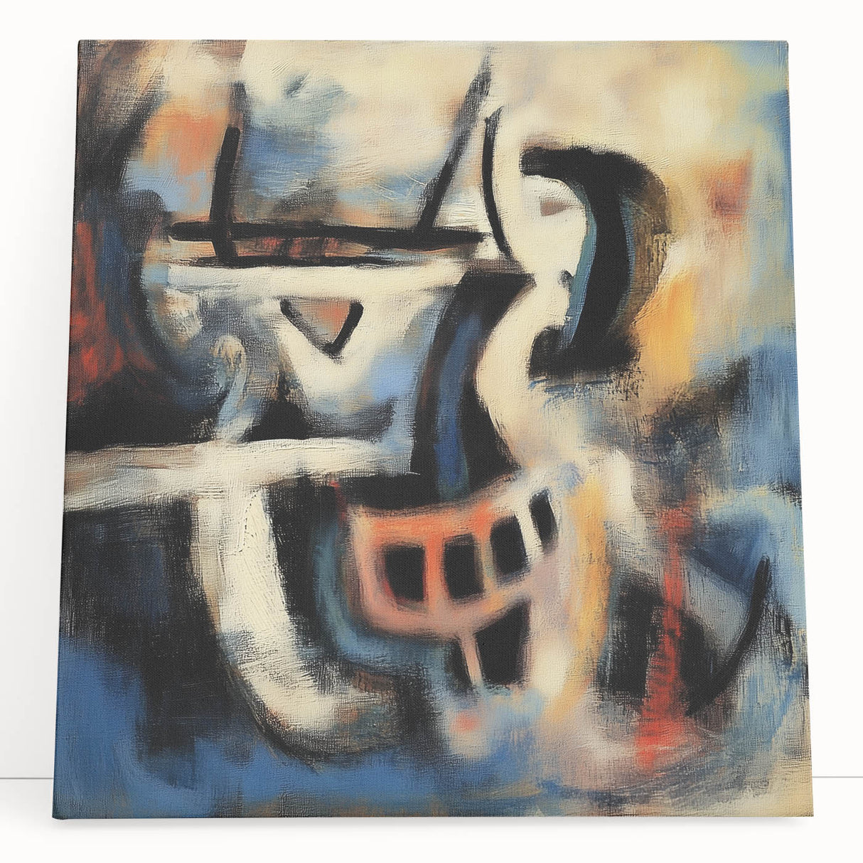 Abstract Office Wall Art - Modern Blue & Orange Corporate Decor