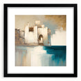 Abstract architectural wall art framed in black, showcasing geometric shapes and lines against a soft white background, perfect for modern decor.