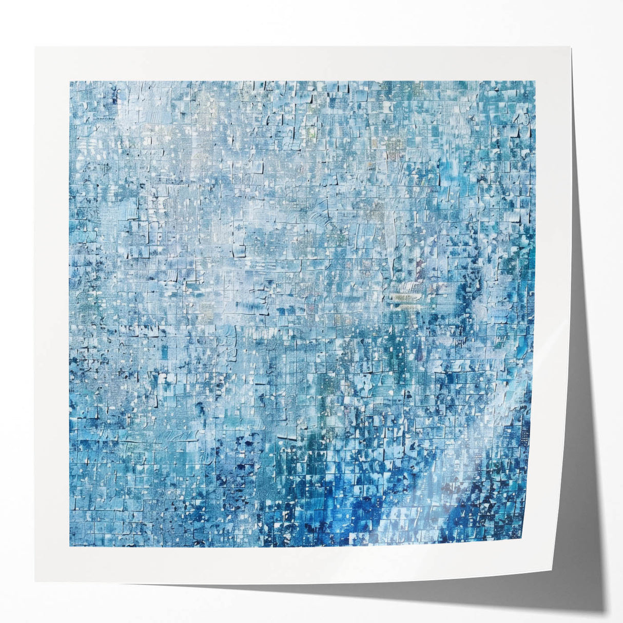 Abstract splatter art print mockup showcasing vibrant colors on a glossy surface, ideal for modern decor and creative design presentations.