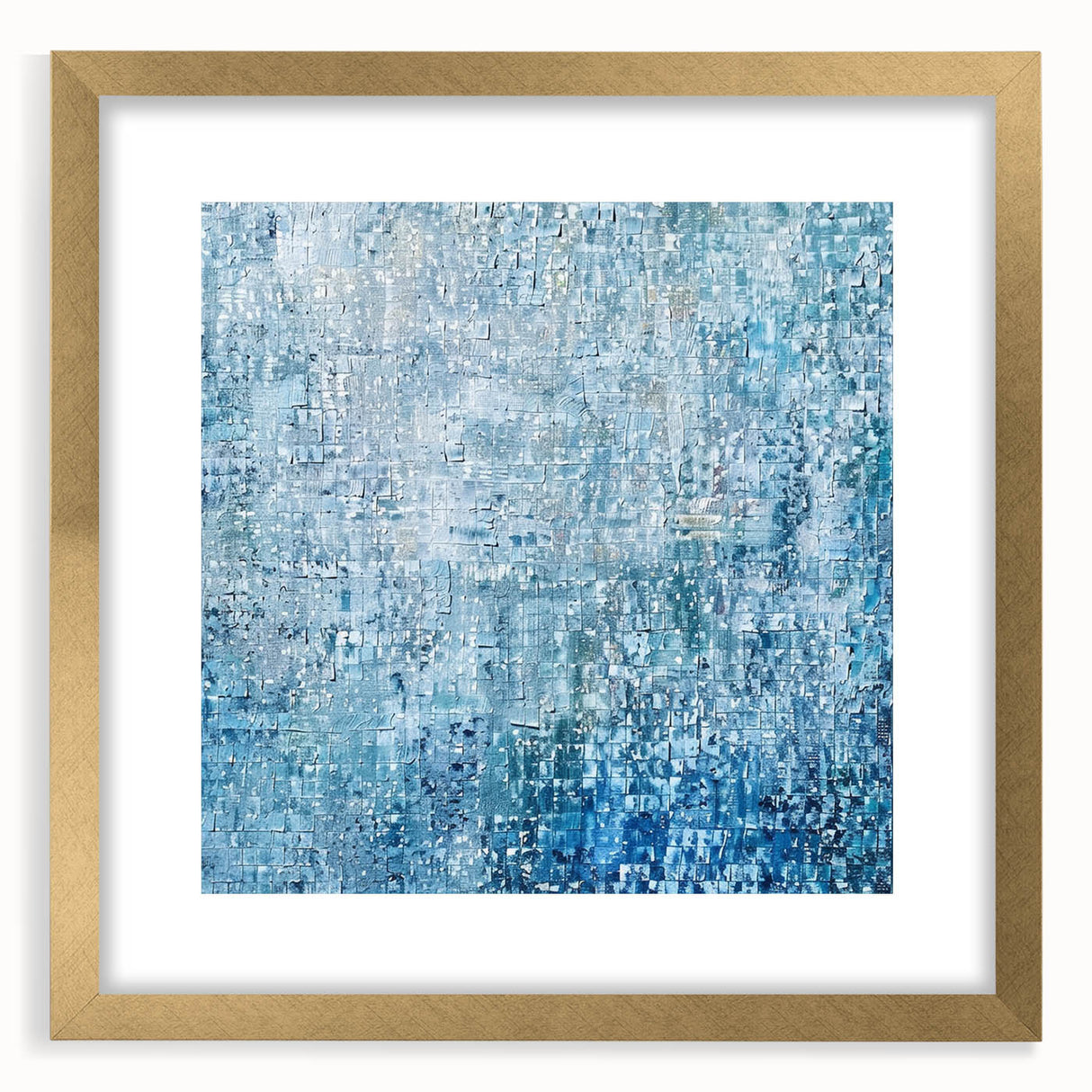 Abstract gold splatter frame with a mat, showcasing an elegant design on a white background, perfect for modern home decor or art displays.